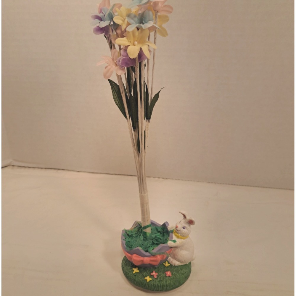 Vintage Avon 10" Easter Flowering Egg Tree w/ Bunny Rabbit Base Colorful Unique